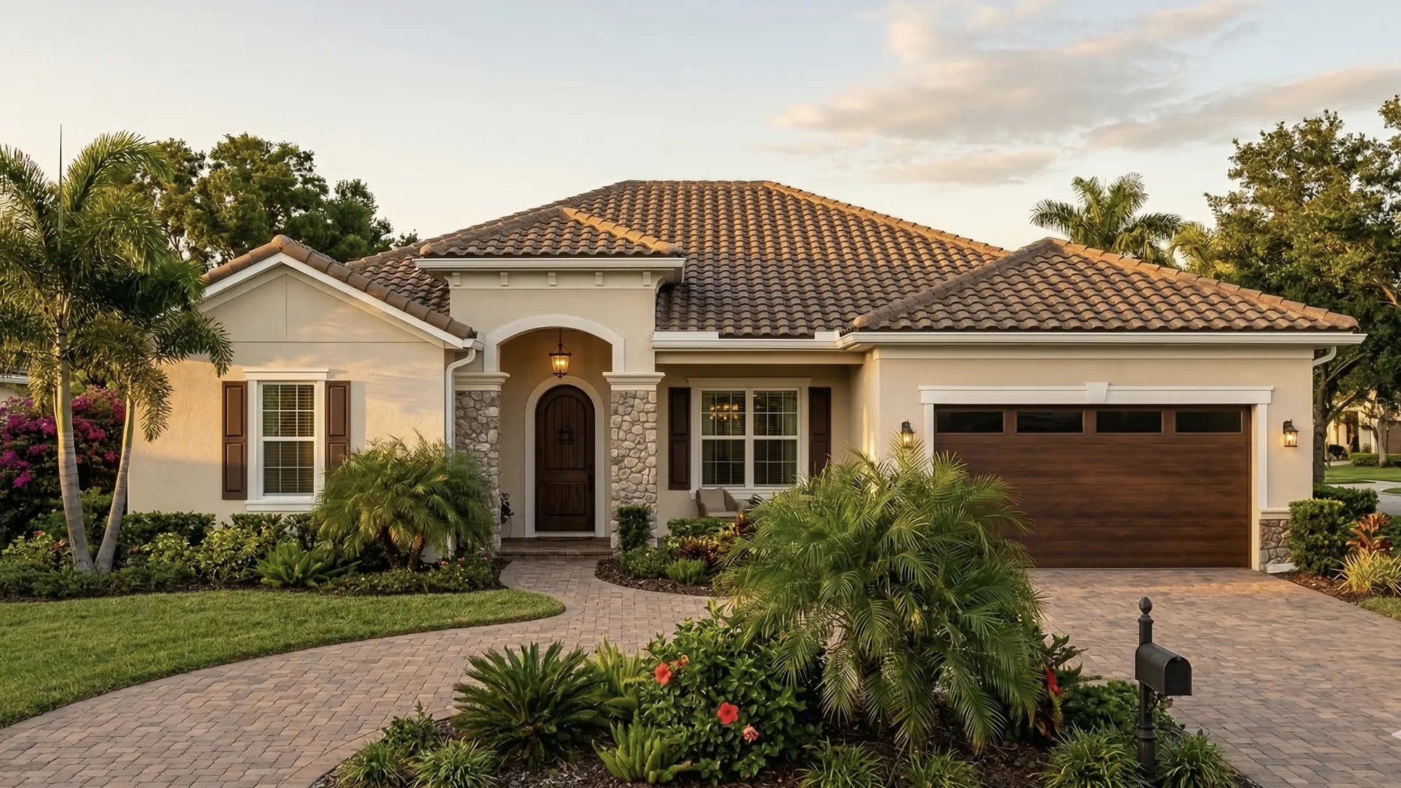Traditional Mediterranean influenced single story home