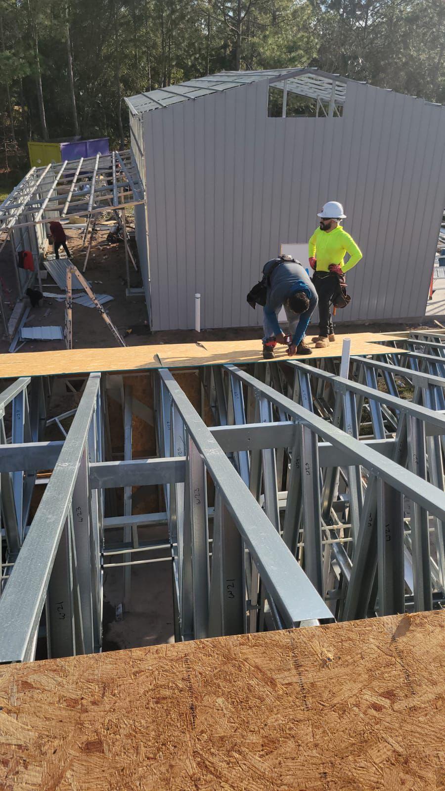 Concrete footer forms set and ready for pour
