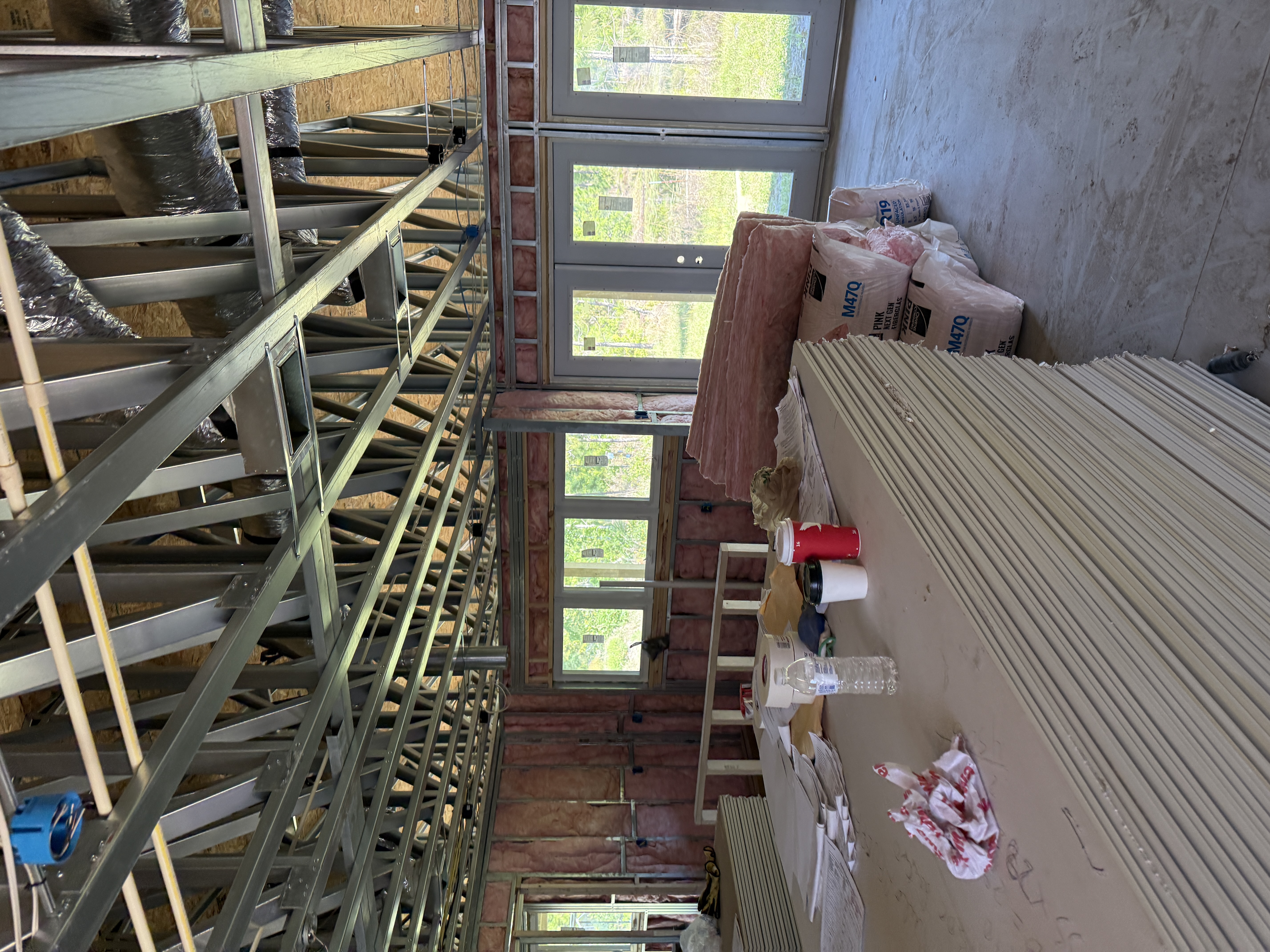 Interior framing complete and ready for drywall installation